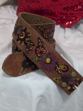 Lucky Brand Embroidered Leather Belt